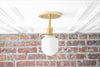 Semi-Flush Fixture - Rounded Opal Glass Shade - Ceiling Light - Hardwired Light - Model No. 9550