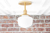 Semi-Flush Fixture - 6" Opal Schoolhouse Shade - Hanging Light - Hardwired Fixture - Modern Lighting - Model No. 8986