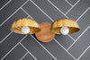 Sea Shell Lamp - Coastal Decor - Vanity Light - Brass Fixture - Beachhouse Decor - Wood Sconce - Model No. 8659