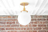 8" Opal Globe - Hanging Fixture -  Ceiling Light - Semi-Flush - Model No. 8818