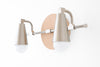Brushed Nickel Wood Sconce - Oak Finish Lamp - Scandinavian Light - Bathroom Vanity - Model No. 1229