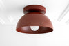 Brick Red Ceiling Light - 8in Dome Lighting - Modern Farmhouse - Country Living - Home Decor - Model No. 9105