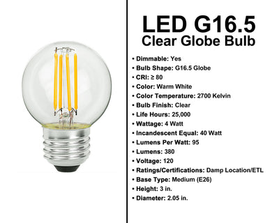 LED G16.5 Clear Light Bulb