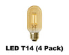 4 Watt -  300 Lumens - LED T14 - Four Pack - Amber Tinted -  2700 Kelvin