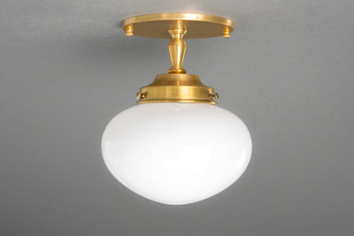 Mushroom Light - Semi-Flush Light - Antique Brass Light - Ceiling Light - Hallway Light - Model No. 9383