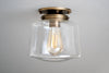 Modern Ceiling Light - 8in Clear Glass Drum Shade - Made in USA - Light - Deco Lighting - Model No. 2638