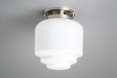 Art Deco Lighting - 8in Opal Glass Shade - Light Fixture - Made In USA - Ceiling Light - Model No. 0643