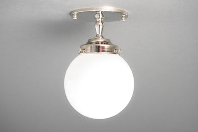 6 in Globe Lighting - Opal Shade - Art Deco - Flush Ceiling Light - Lighting - Model No. 3937