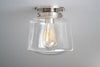 Modern Ceiling Light - 8in Clear Glass Drum Shade - Made in USA - Light - Deco Lighting - Model No. 2638