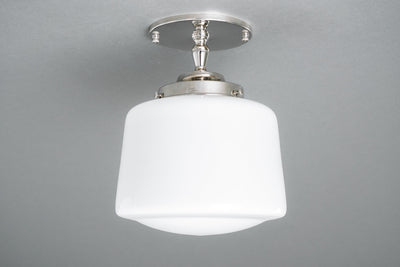 Ceiling Light - 8in Glass Drum Shade - Made in USA - Light Fixture - Deco Lighting - Model No. 8224