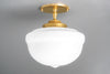 Art Deco Lighting - 10" Opal Glass Shade - Semi Flush Mount - Ceiling Light - Made in USA - Model No. 6677