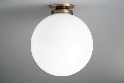 12in Glass Opal Globe - Large Globe Light - Globe Lighting - Flush Ceiling Light - Model No. 7777