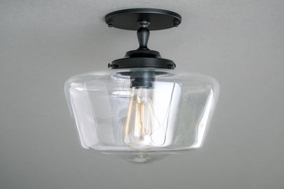 10" Clear Schoolhouse - Semi-Flush Light - Foyer Light - Ceiling Light - Schoolhouse Light - Model No. 2500