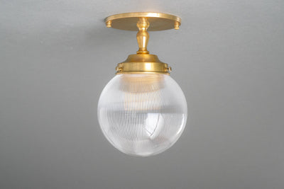 Semi Flush Ceiling Light - 6in Prismatic Globe - Retro Lighting - Art Deco Lighting - Model No. 2646