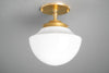 Art Deco Lighting - 8" Opal Glass Shade - Semi Flush Mount - Ceiling Light - Model No. 3459