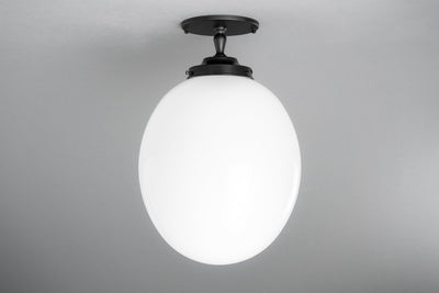 Acrylic White Globe Light Fixture - Egg Shaped Light - Dramatic Light - Tall Ceiling Light - Model No. 1602