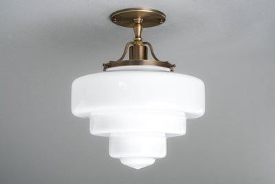Tiered Glass Light - Solid Brass Light Fixture - Art Deco Decor - Unique Ceiling Light - Model No. 5311
