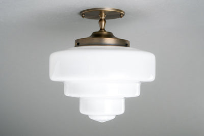 Large Globe Light - Hand Blown Glass - Art Deco Lighting - Ceiling Light Fixture - Model No. 8713