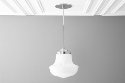 8-1/2in Opal Long Scalloped Glass Shade - Pendant Light - Ceiling Light - Pendant Lamp - Retro Lighting - Model No. 5974