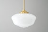 12in Opal Schoolhouse Glass Shade - Pendant Light - Art Deco - Ceiling Light - Pendant Lamp - Model No. 7253