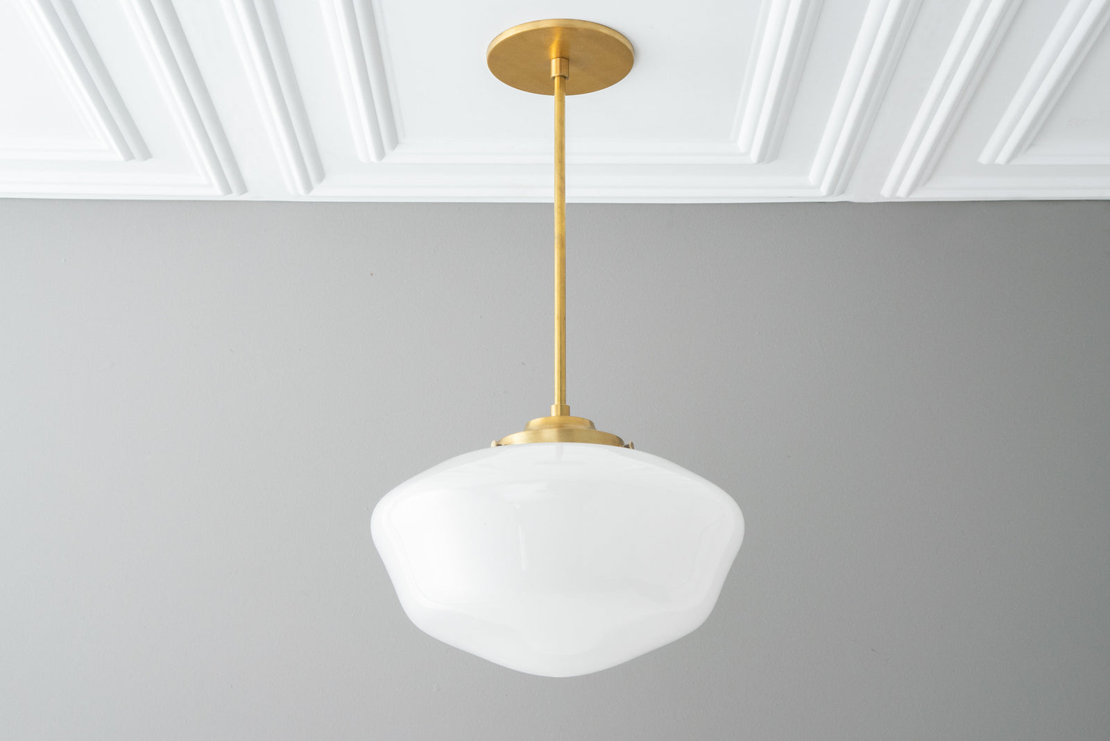 12in Opal Schoolhouse Glass Shade - Pendant Light - Art Deco - Ceiling Light - Pendant Lamp - Model No. 7253