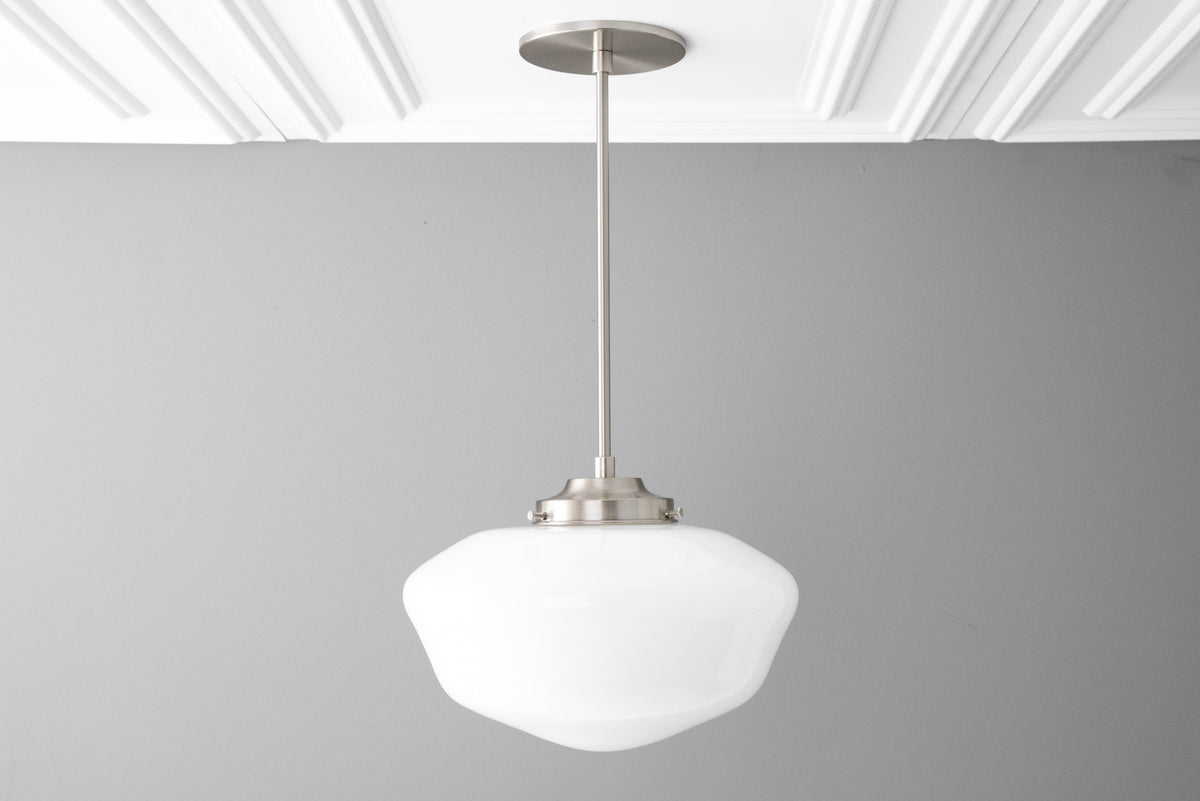 12in Opal Schoolhouse Glass Shade - Pendant Light - Art Deco - Ceiling Light - Pendant Lamp - Model No. 7253