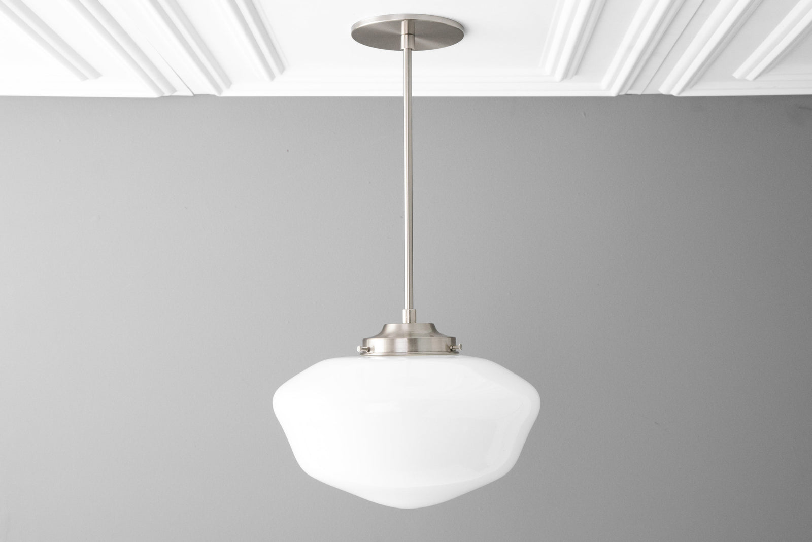 12in Opal Schoolhouse Glass Shade - Pendant Light - Art Deco - Ceiling Light - Pendant Lamp - Model No. 7253
