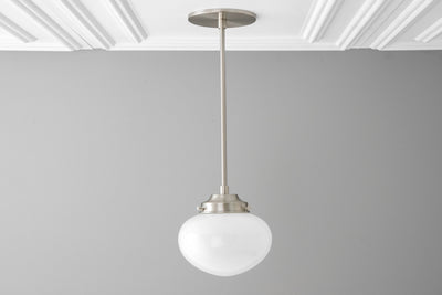 Globe Ceiling Light - 6.5in Oval Glass Shade - Hand Blown Glass - Mushroom Light - Pendant Lamp - Model No. 4187