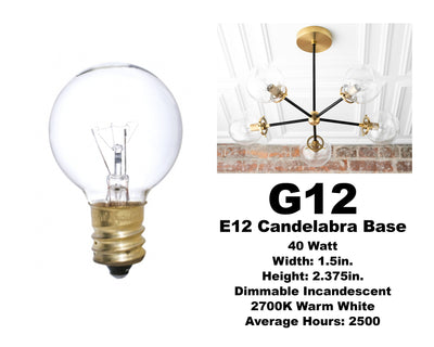 Incandescent - Clear - Candelabra G12 Bulb