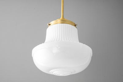 8-1/2in Opal Long Scalloped Glass Shade - Pendant Light - Ceiling Light - Pendant Lamp - Retro Lighting - Model No. 5974