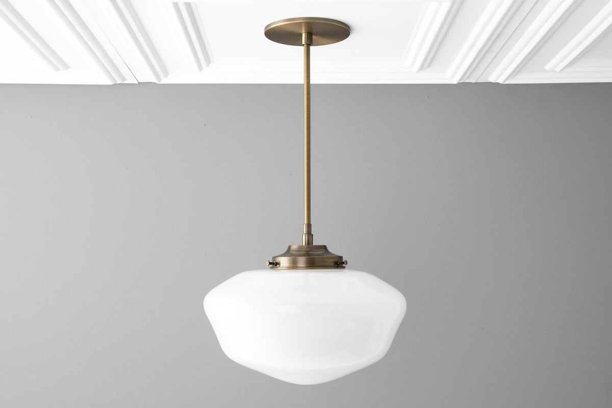 12in Opal Schoolhouse Glass Shade - Pendant Light - Art Deco - Ceiling Light - Pendant Lamp - Model No. 7253