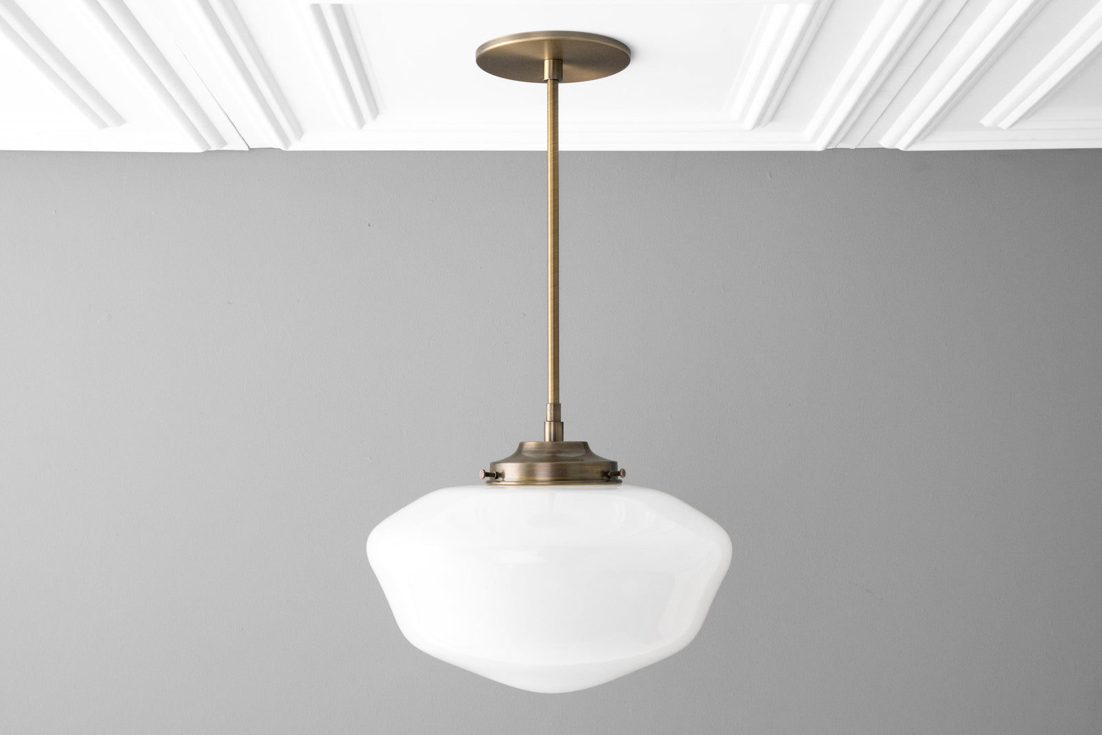 12in Opal Schoolhouse Glass Shade - Pendant Light - Art Deco - Ceiling Light - Pendant Lamp - Model No. 7253