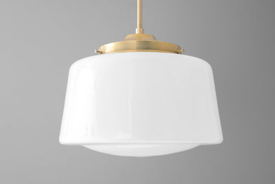 12" Drum Light - Glass Pendant Light - Retro Lighting - Industrial Lighting - Made in USA - Model No. 4058