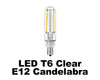 LED T6 Clear E12 Candelabra