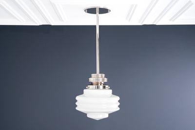 Art Deco Pendant Light - Decorative Ribbed Shade Light - Decorative Lighting - Ceiling Fixture - Model No. 5011