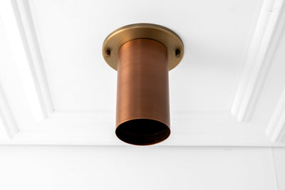 Copper Lighting - Flush Mount Light - Cylinder Lamp - Copper Light Fixture - Model No. 4771